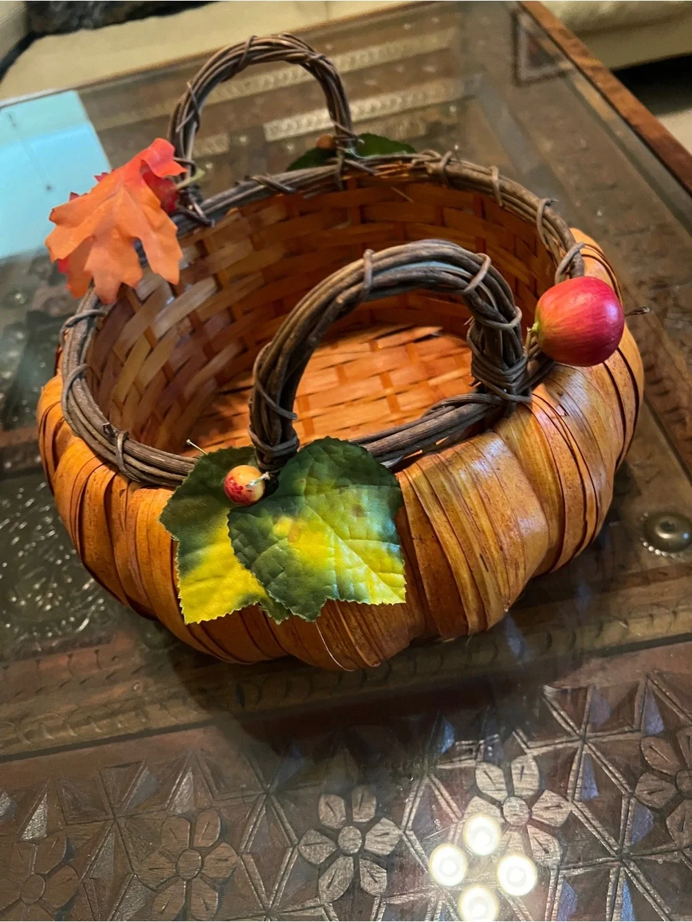 Fall Pumpkin Basket, Thanksgiving Crackers & Faux Gourds